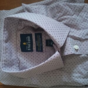 Stafford Men's Black and White Striped Shirt